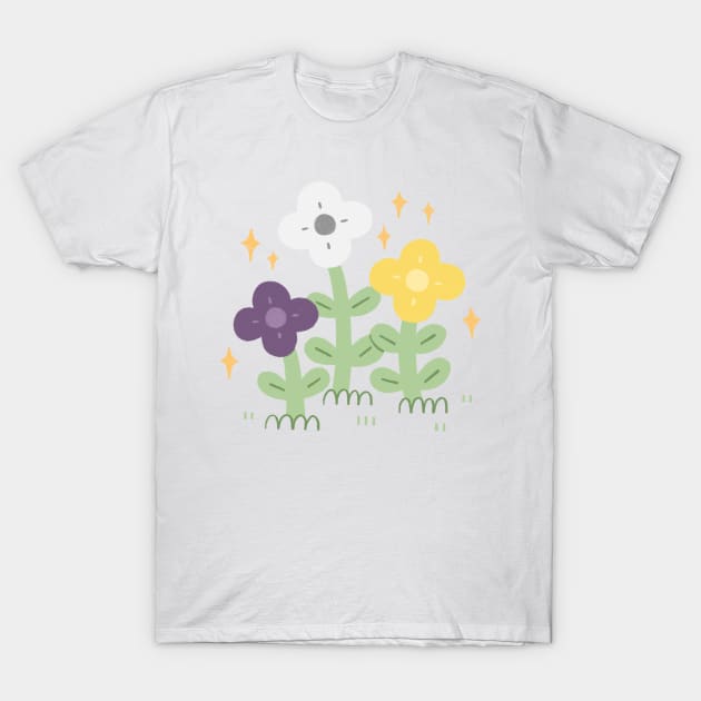 Nonbinary Pride Flowers T-Shirt by Niamh Smith Illustrations